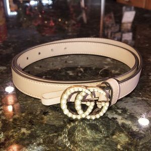 GUCCI Dusty Pink Leather Belt